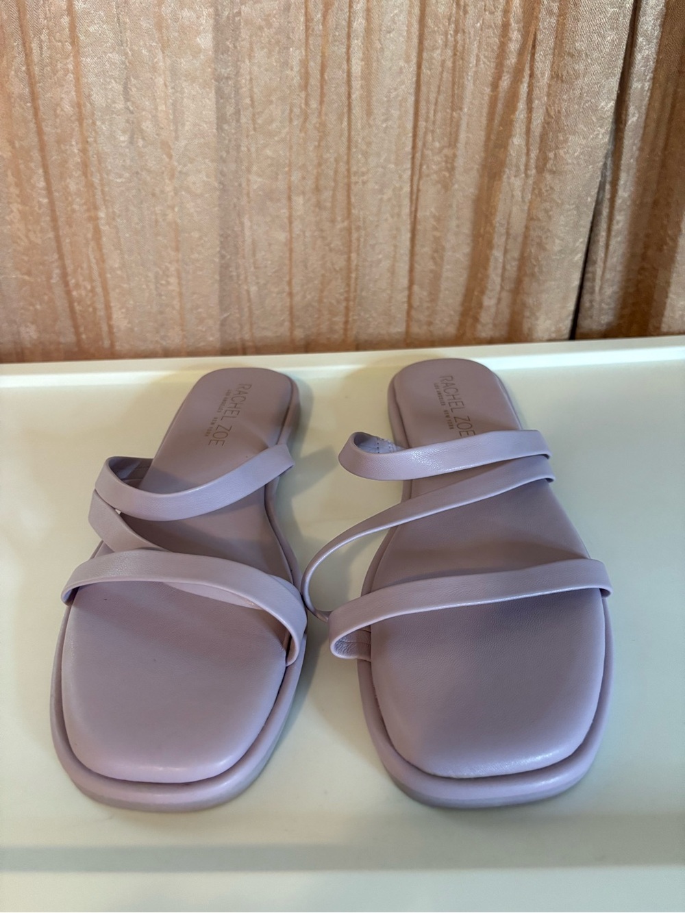 Rachel Zoe Lavender Multi-Strap Slide Sandals